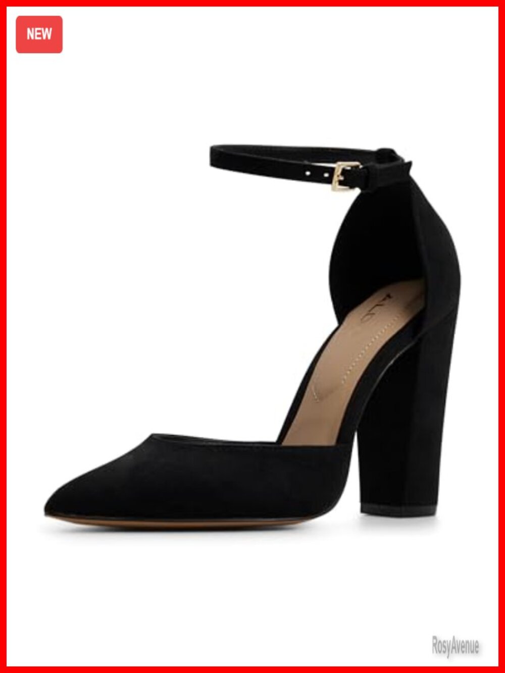 ALDO Women's Nicholes Block Heel Pumps Pointed Toe Ankle Strap